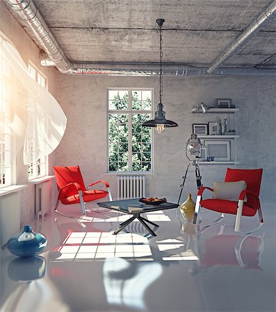 simsearch:400-05722094,k - modern loft interior concept design (3d render) Stock Photo - Budget Royalty-Free & Subscription, Code: 400-07932933