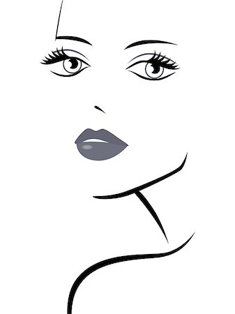 simsearch:400-07218273,k - Beautiful fashionable young girl abstract portrait, laconic sketching vector illustration Stock Photo - Budget Royalty-Free & Subscription, Code: 400-07933222