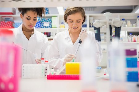 simsearch:649-07118434,k - Pretty science students using pipette at the university Stock Photo - Budget Royalty-Free & Subscription, Code: 400-07940290