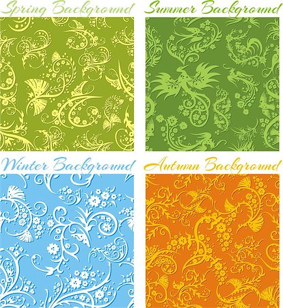 simsearch:400-06327292,k - Set of Seasons backgrounds - vector seamless pattern. Stock Photo - Budget Royalty-Free & Subscription, Code: 400-07954150
