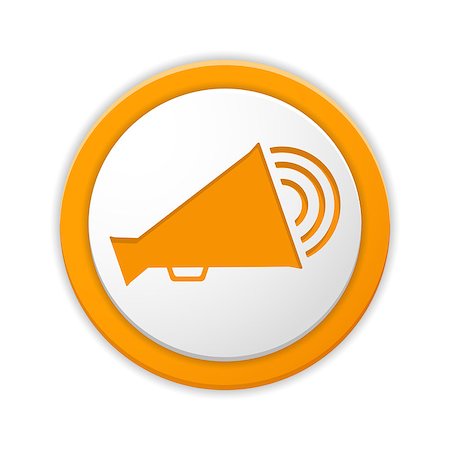 speakers graphics - Orange round button with megaphone icon, vector eps10 illustration Stock Photo - Budget Royalty-Free & Subscription, Code: 400-07955230