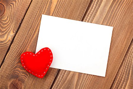 simsearch:400-07919385,k - Photo frame or greeting card and handmaded valentines day toy heart over wooden background Stock Photo - Budget Royalty-Free & Subscription, Code: 400-07955898