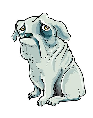 simsearch:400-08189024,k - Cartoon bulldog with sad eyes. Isolated on white Photographie de stock - Aubaine LD & Abonnement, Code: 400-07956413