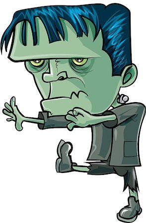 Cartoon frankenstein marching forward. Isolated on white Stock Photo - Budget Royalty-Free & Subscription, Code: 400-07956423