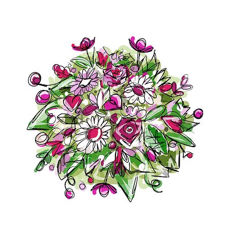 simsearch:400-04876274,k - Floral bouquet, sketch for your design Stock Photo - Budget Royalty-Free & Subscription, Code: 400-07952261
