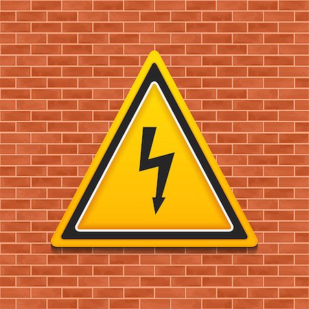 simsearch:400-03993174,k - High voltage sign on brick wall, vector eps10 illustration Stock Photo - Budget Royalty-Free & Subscription, Code: 400-07952684
