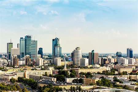 simsearch:400-05730286,k - Panorama of warsaw business district. Aerial view at sunny day. Stock Photo - Budget Royalty-Free & Subscription, Code: 400-07953103