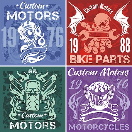 Set of vintage motorcycle labels, badges and design elements Stock Photo - Budget Royalty-Free & Subscription, Code: 400-07953520