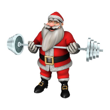 fat man exercising - 3D digital render of Santa exercising with weights isolated on white background Stock Photo - Budget Royalty-Free & Subscription, Code: 400-07974123