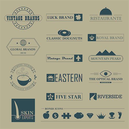Set of Vintage brands and logo design elements Stock Photo - Budget Royalty-Free & Subscription, Code: 400-07975429