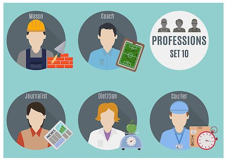 Profession people. Set 10. Flat style icons in circles Stock Photo - Budget Royalty-Free & Subscription, Code: 400-07975467