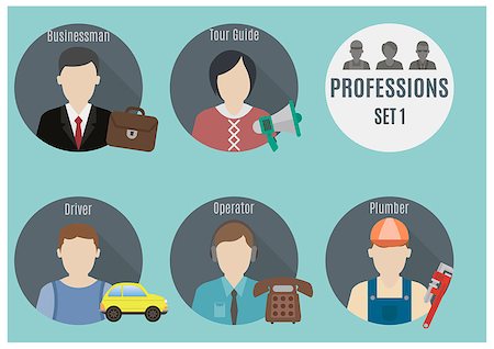female plumber - Profession people. Set 1. Flat style icons in circles Stock Photo - Budget Royalty-Free & Subscription, Code: 400-07975462