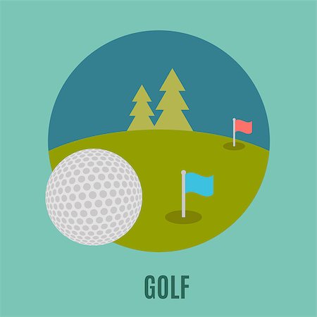 Golf club emblem  logo design.Flat icon Stock Photo - Budget Royalty-Free & Subscription, Code: 400-07976330