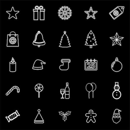 simsearch:400-04149556,k - Christmas line icons on black background, stock vector Stock Photo - Budget Royalty-Free & Subscription, Code: 400-07976370