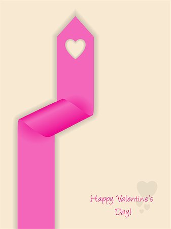 simsearch:400-05897213,k - Valentine's day greeting card design with curling pink ribbon Stock Photo - Budget Royalty-Free & Subscription, Code: 400-07976576