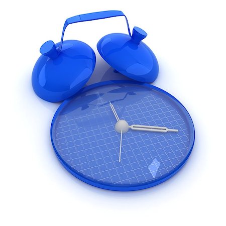 simsearch:400-07977470,k - 3d illustration of glossy alarm clock against white background Stock Photo - Budget Royalty-Free & Subscription, Code: 400-07977485