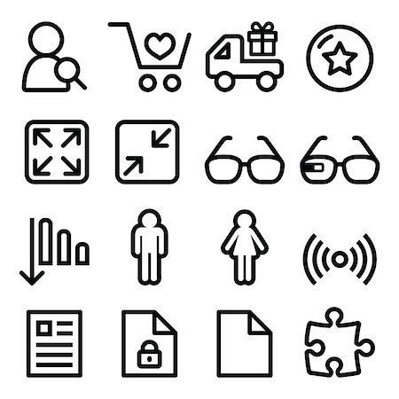 favorite - Vector technology icons set with stroke isolated on white Stock Photo - Budget Royalty-Free & Subscription, Code: 400-07977618