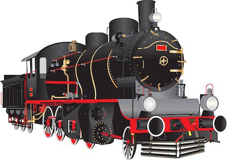 simsearch:400-04992228,k - A Vintage Black and Red Steam Locomotive isolated on white Foto de stock - Super Valor sin royalties y Suscripción, Código: 400-07978458