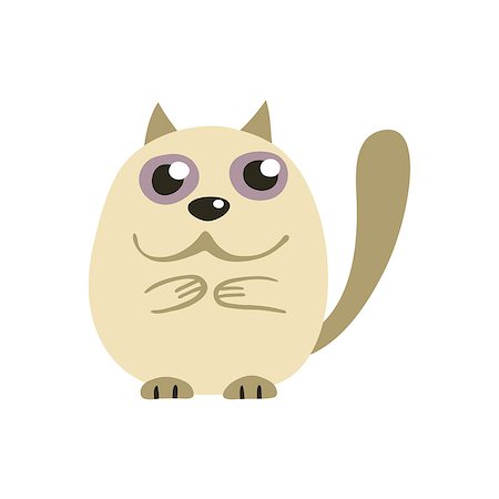 sitting cartoon monster - Cute white Siamese cat, vector illustration of funny kitty Stock Photo - Budget Royalty-Free & Subscription, Code: 400-07979130