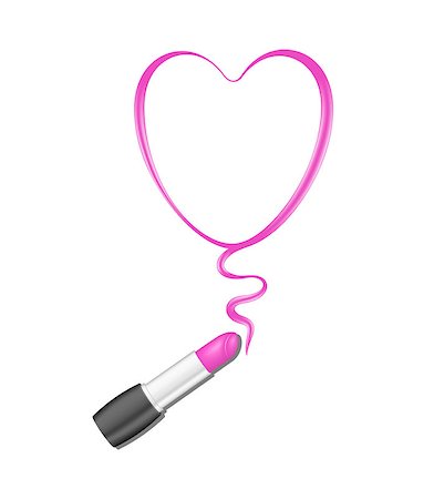 simsearch:400-07464468,k - Pink heart and lipstick on white background Stock Photo - Budget Royalty-Free & Subscription, Code: 400-07979217