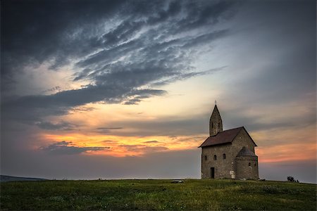 st michael - Old Roman Catholic Church of St. Michael the Archangel at Sunset in Drazovce, Slovakia Stock Photo - Budget Royalty-Free & Subscription, Code: 400-07979571