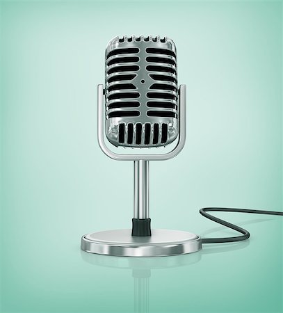 simsearch:400-04278064,k - Vintage silver microphone isolated on white background Stock Photo - Budget Royalty-Free & Subscription, Code: 400-07979669