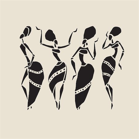 Figures of african dancers. Dancing woman in ethnic style. Vector  Illustration. Stock Photo - Budget Royalty-Free & Subscription, Code: 400-07984094