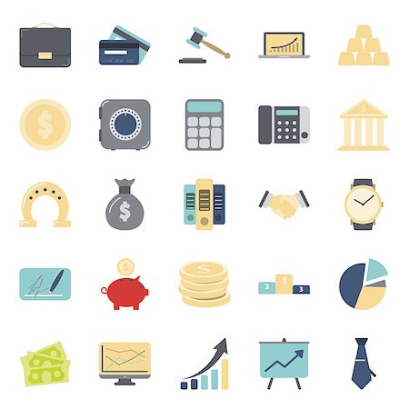 Bisiness and finance flat icons set vector graphic design Stock Photo - Budget Royalty-Free & Subscription, Code: 400-07984345