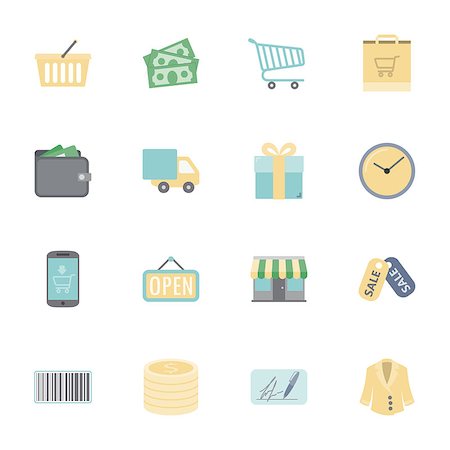 simsearch:400-04097382,k - Shopping flat icons set illustration graphic design Stock Photo - Budget Royalty-Free & Subscription, Code: 400-07984355