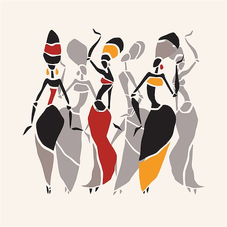 Figures of african dancers. Dancing woman in ethnic style. Vector  Illustration. Stock Photo - Budget Royalty-Free & Subscription, Code: 400-07984659