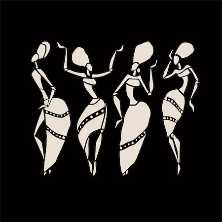 Figures of african dancers. Dancing woman in ethnic style. Vector  Illustration. Stock Photo - Budget Royalty-Free & Subscription, Code: 400-07984663