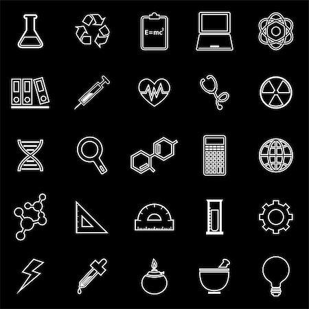 periodic table - Science line icons on black background, stock vector Stock Photo - Budget Royalty-Free & Subscription, Code: 400-07985972