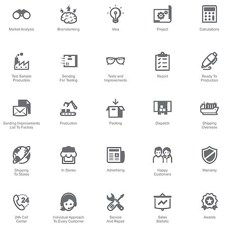 projects icon - Set of the icons showing the way of goods from factory to customers Stock Photo - Budget Royalty-Free & Subscription, Code: 400-07986723