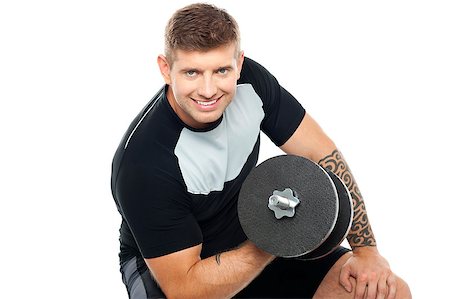 simsearch:400-06859193,k - Muscular man working out with barbell isolated against white background Stock Photo - Budget Royalty-Free & Subscription, Code: 400-07988603