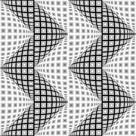 simsearch:400-07836088,k - Design seamless monochrome warped zigzag pattern. Abstract convex textured background. Vector art. No gradient Stock Photo - Budget Royalty-Free & Subscription, Code: 400-07988809