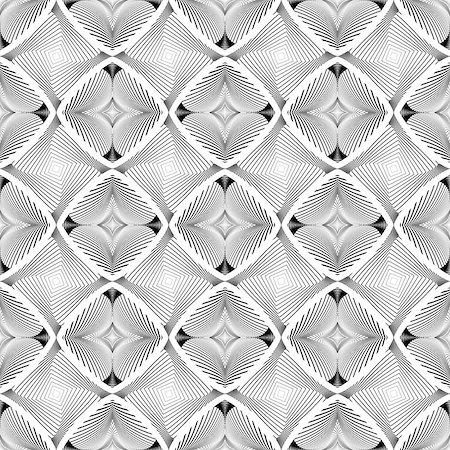 simsearch:400-07990305,k - Design seamless diamond striped geometric pattern. Abstract monochrome waving lines background. Vector art. No gradient Stock Photo - Budget Royalty-Free & Subscription, Code: 400-07989710