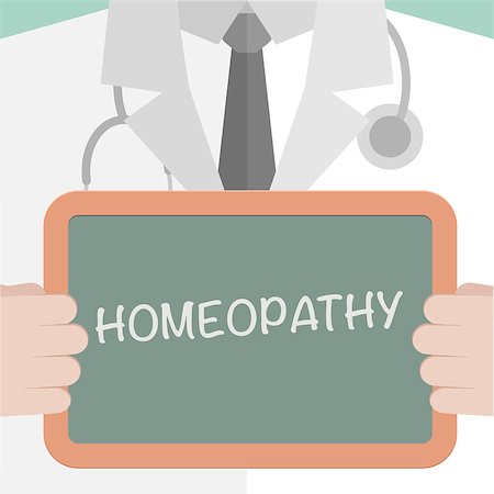 minimalistic illustration of a doctor holding a blackboard with homeopathy text, eps10 vector Foto de stock - Super Valor sin royalties y Suscripción, Código: 400-07981631