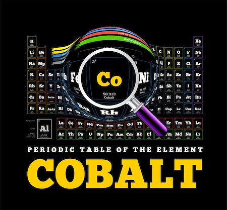 periodic table - Periodic Table of the element. Cobalt, Co. Vector illustration on black Photographie de stock - Aubaine LD & Abonnement, Code: 400-07981794