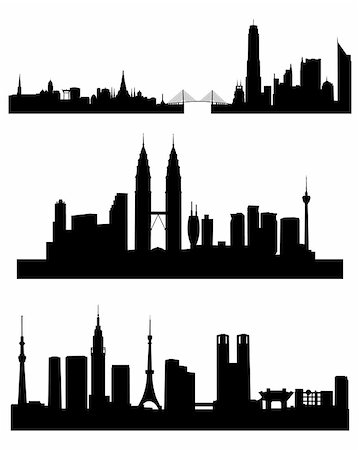 Vector illustration of a three capitals silhouettes Stock Photo - Budget Royalty-Free & Subscription, Code: 400-07981792