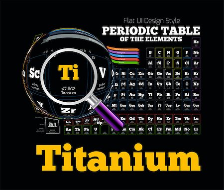 periodic table - Periodic Table of the element. Titanium, Ti. Vector illustration on black Photographie de stock - Aubaine LD & Abonnement, Code: 400-07981800