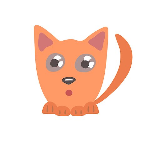 simsearch:400-08189024,k - Cute surprised cat lying and hunting, vector illustration of red funny kitty Photographie de stock - Aubaine LD & Abonnement, Code: 400-07981939