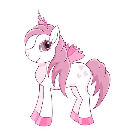 Vector illustration of cute horse princess, royal pony with a magnificent mane and tail, fairy foal with wings, eps 10 Stock Photo - Budget Royalty-Free & Subscription, Code: 400-07981932