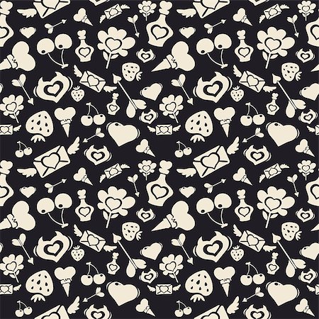 simsearch:400-07982444,k - Sweet Valentine Pattern Dark. Clipping paths included in additional jpg format. Photographie de stock - Aubaine LD & Abonnement, Code: 400-07982441