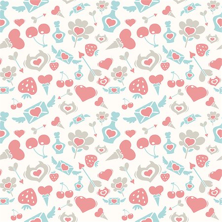 simsearch:400-07982444,k - Sweet Pastel Valentine Pattern. Clipping paths included in additional jpg format. Photographie de stock - Aubaine LD & Abonnement, Code: 400-07982442