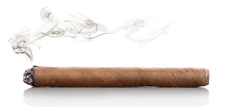 simsearch:400-05207678,k - Smoking havana cigar isolated on a white background Stock Photo - Budget Royalty-Free & Subscription, Code: 400-07982604