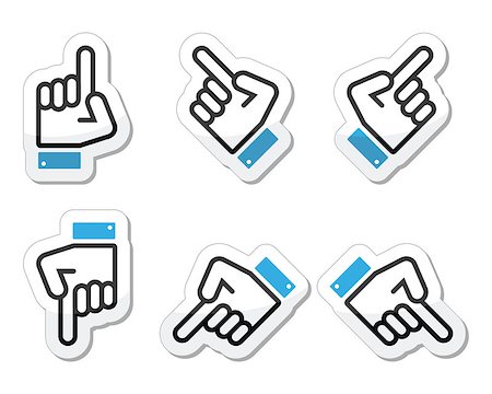 simsearch:400-04790442,k - Vector icons set of pointing hand isolated on white Stock Photo - Budget Royalty-Free & Subscription, Code: 400-07982622