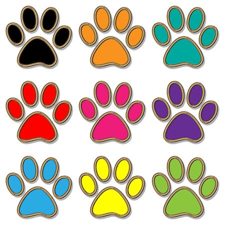 simsearch:400-06392340,k - Illustration paw print set in different colors. Stock Photo - Budget Royalty-Free & Subscription, Code: 400-07982738