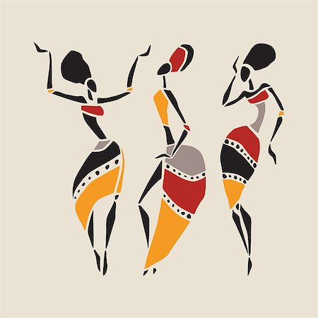 Figures of african dancers. Dancing woman in ethnic style. Vector  Illustration. Stock Photo - Budget Royalty-Free & Subscription, Code: 400-07983339