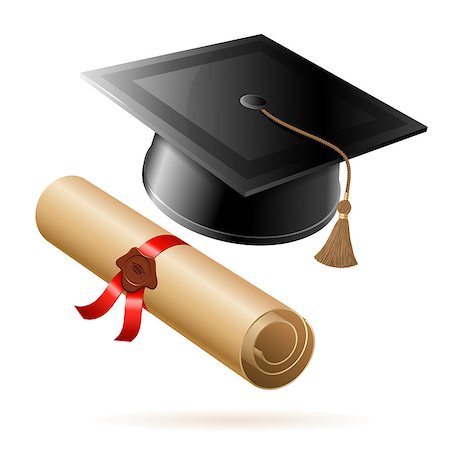 simsearch:400-06688304,k - Education concept - Graduation Cap and Diploma. Vector isolated on white background. Photographie de stock - Aubaine LD & Abonnement, Code: 400-07983620