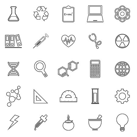 periodic table - Science line icons on white background, stock vector Stock Photo - Budget Royalty-Free & Subscription, Code: 400-07983945